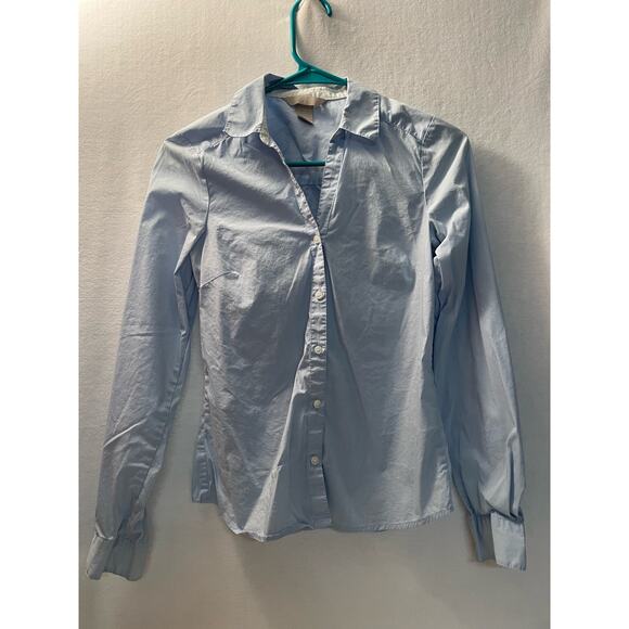 H&M Tops - H&M V-neck button up long sleeve dress shirt light blue women's size 0